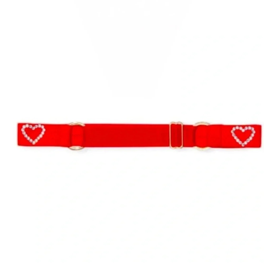 New Adjustable Red Bling‎ Hearts Crystal Embellished collar: large dogs